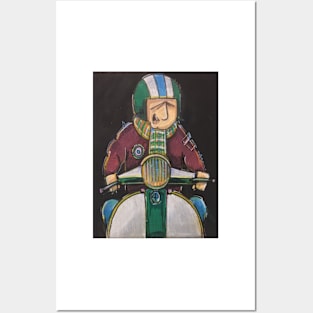 Retro Scooter, Classic Scooter, Scooterist, Scootering, Scooter Rider, Mod Art Posters and Art